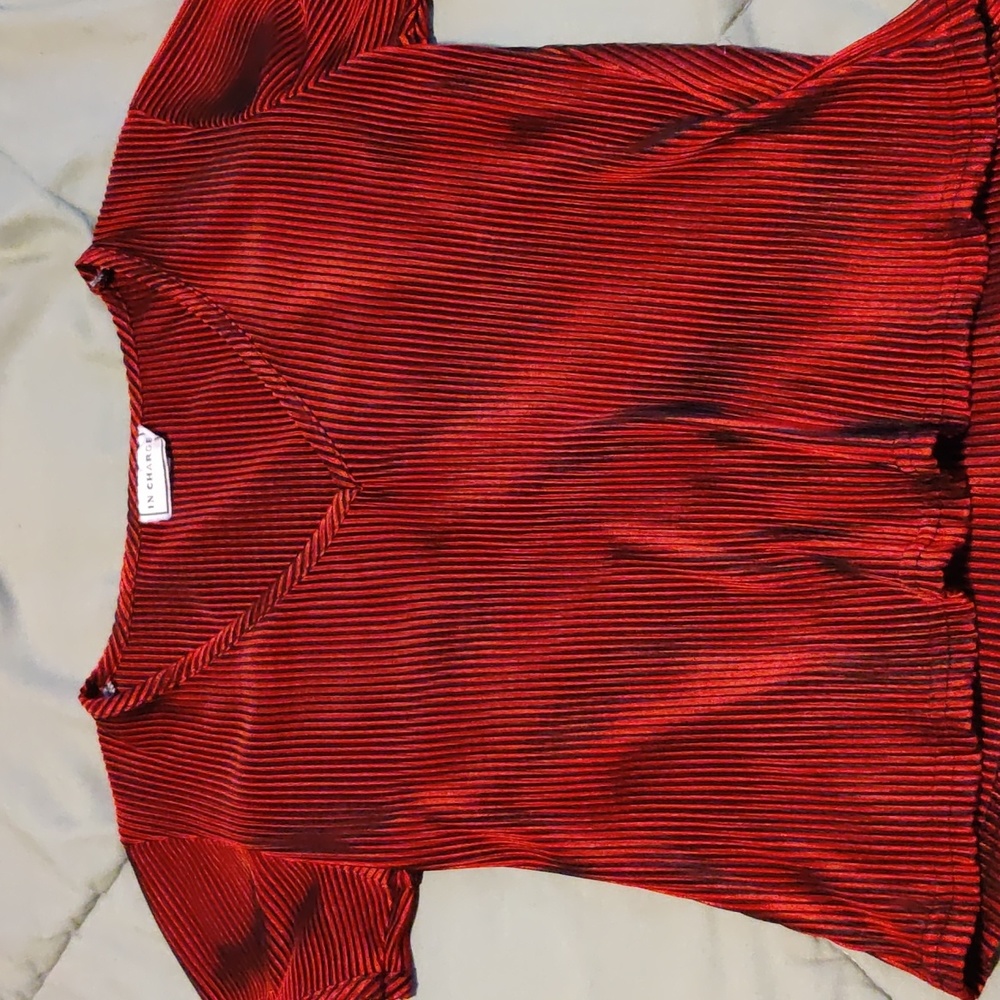 Black and red striped blouse